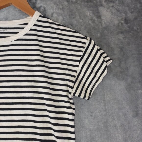 Madewell Women's M Ivory & Navy Blue Stripes Crewneck Short Sleeve Nautical Tee - Picture 7 of 8